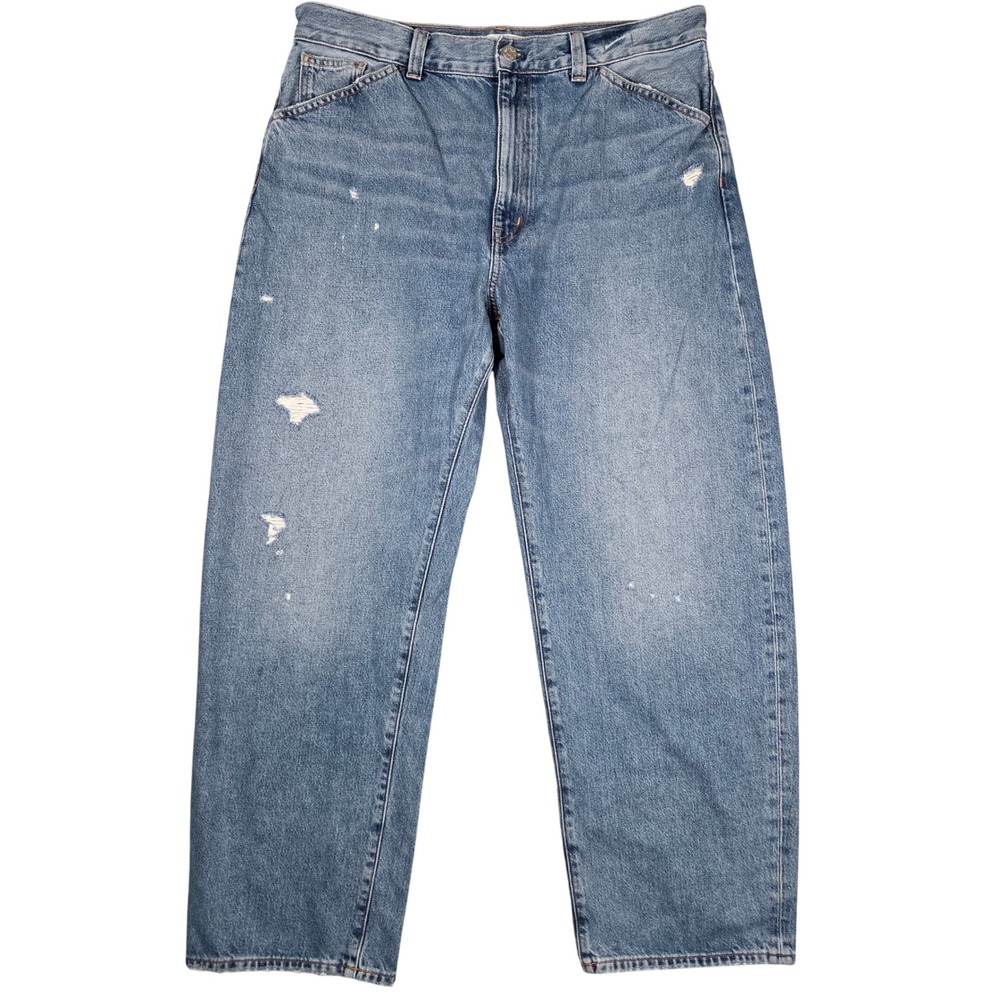 Madewell Womens 32 The Balloon Jean Barrel Leg High Waist Blue Dobbins Wash